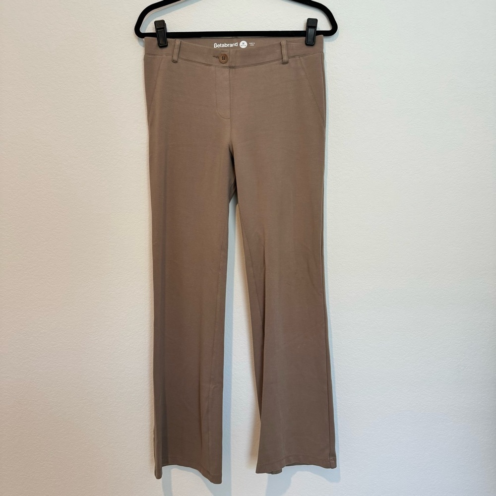Betabrand Tan Straight Leg Pull On Pants